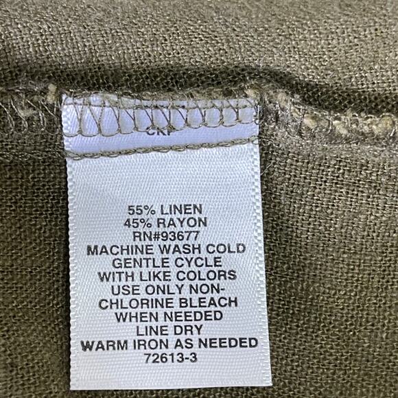 Liz Claiborne Olive Green Sleeveless Tank Midi Dress Pockets Linen Womens Medium - Picture 5 of 12